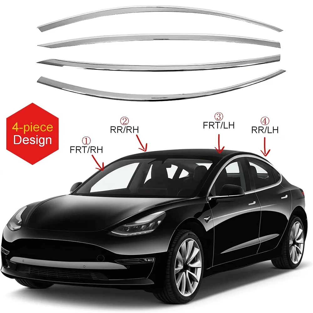 For Tesla Model 3 Model Y Window Visors Vent Air Deflector Ventshade Ventvisor Side Window Deflector Rain Sun Guard 2020-2023