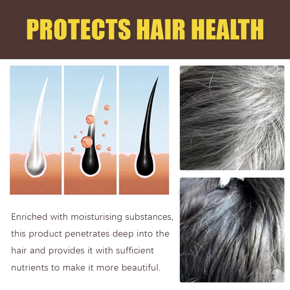 Brown Hair Color Shampoo 3 in 1 Makes Hairinstantly from White to Brown Natural Haircolor Protective Sleeve for Women 100ml