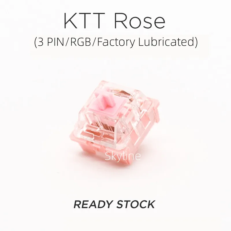 KTT Rose Linear Switch Keyboard Mekanik Switch SMD LED 3 Pin POM Axis 43G Pelatuk RGB Pabrik Dilumasi