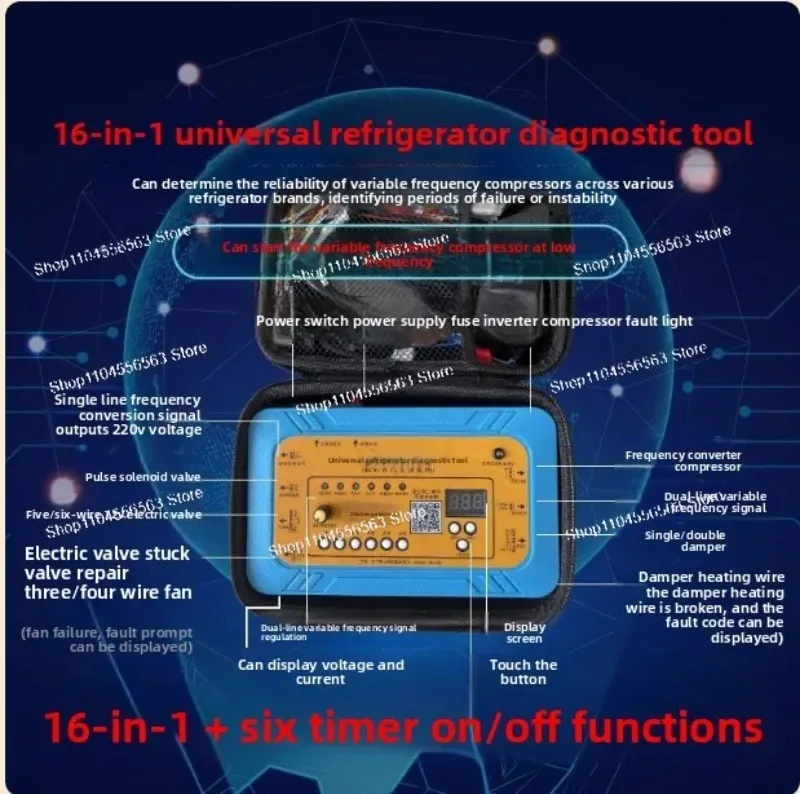 18in1 Universal Inverter Refrigerator Compressor Detector 110V/220V Solenoid Valve Fan Board Fault Tester