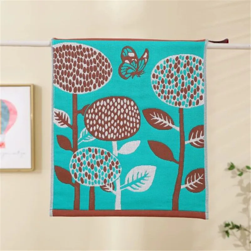 مناشف شاش قطنية، مناشف أطباق، زهور، طباعة قطة، للحمام والمطبخ، 35*40 سم، رقيقة، 4 قطع