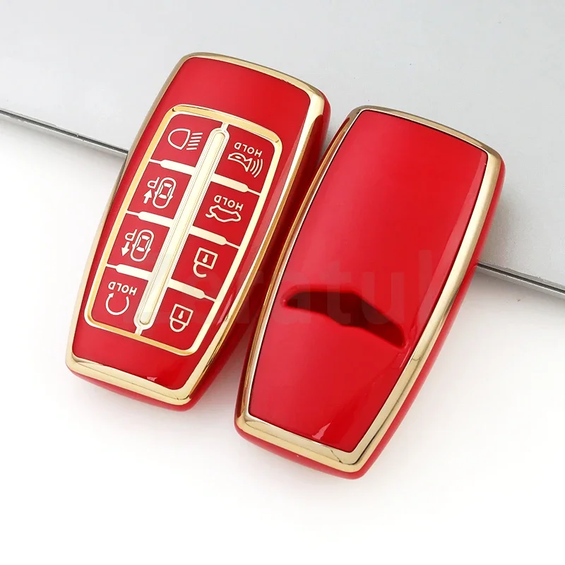8 أزرار بولي TPU السيارات سيارة مفتاح ذكي غطاء قذيفة فوب حامل لشركة هيونداي جينيسيس GV60 GV70 GV80 GV90 G70 G80 G80 G90 بدون مفتاح