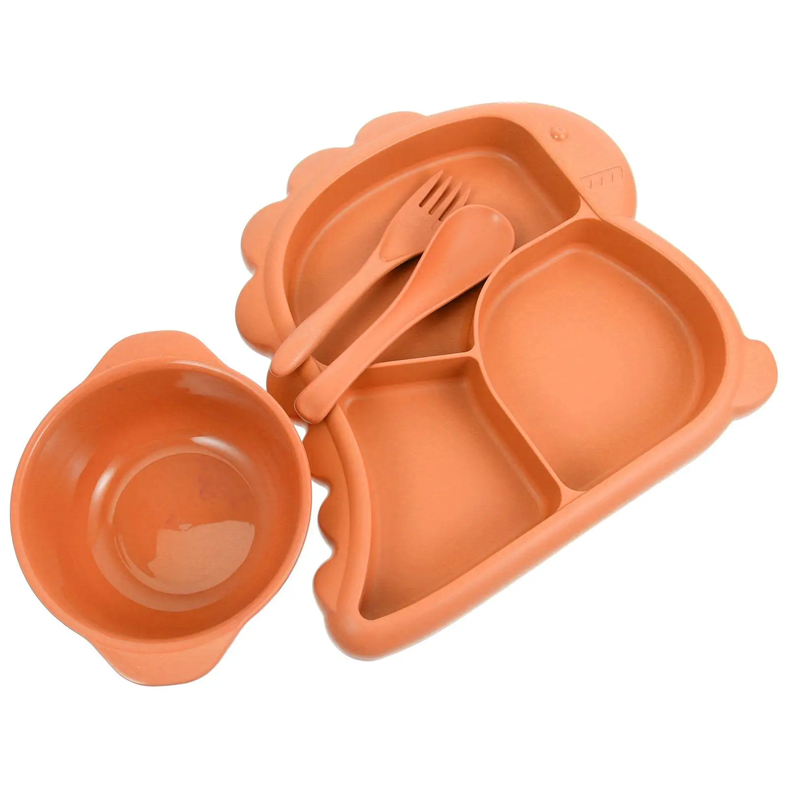 

Dinosaur Tableware Set Children Toddler Plates Bowls Dividers Dinner Fork Spoon PP Material Non Toxic Durable