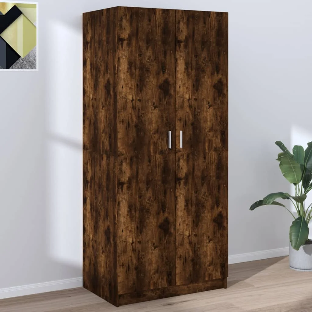 Kleiderschrank aus geräucherter Eiche, 80 x 52 x 180 cm, Holzwerkstoff, großer Raum, Kleiderschrank, Schlafzimmermöbel, Heimkleideraufbewahrung
