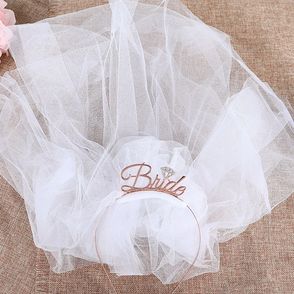 Set aus 3 Stück Bride To Be Schärpe, Tiara, Stirnband und Schleier für Brautparty, Hochzeit, Junggesellinnenabschied, Gastgeschenk, Dekorationen, Zubehör – Detail 5
