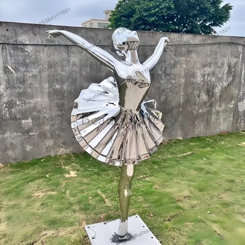 stainless steel Parisian dancing girl sculpture used display in gardens parks shopping malls and decoration villa handicrafts