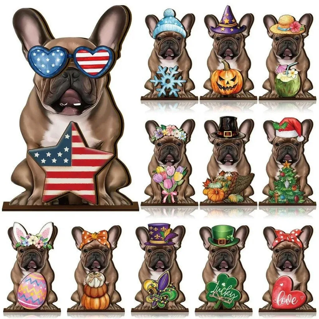 Interchangeable Wooden Animal Figurine, Interchangeable Seasonal Holiday Tabletop Home Decoration