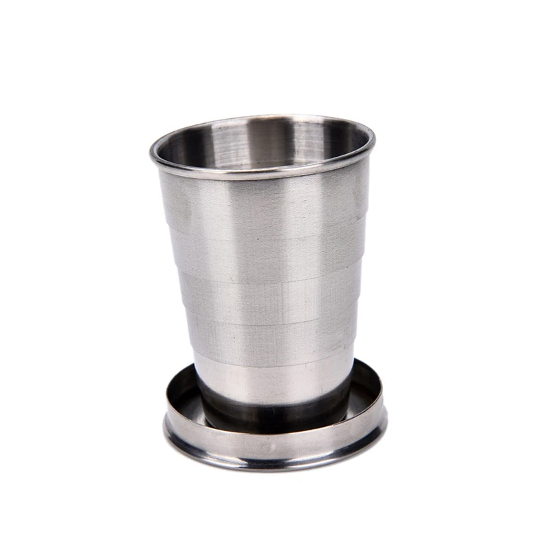 Aço inoxidável Folding Cup dobrável, portátil telescópico, Nunca vazamento e ferrugem, Mini Viagem, ao ar livre, 1Pc