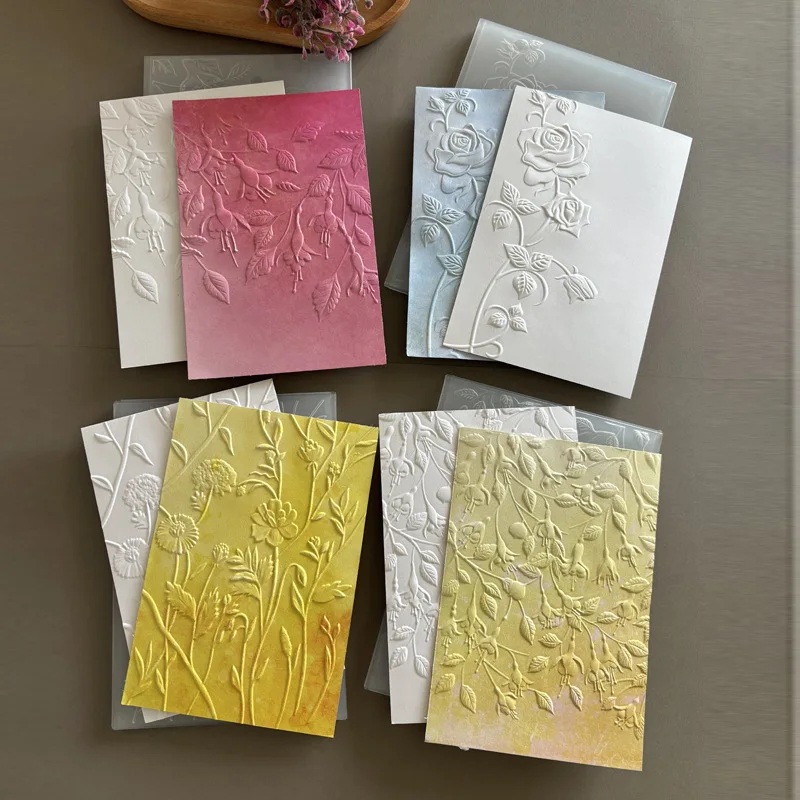 1pc New Creative Portable Relief Folder Features Exquisite Floral Decoration Painting Theme Design Create Complex Textures