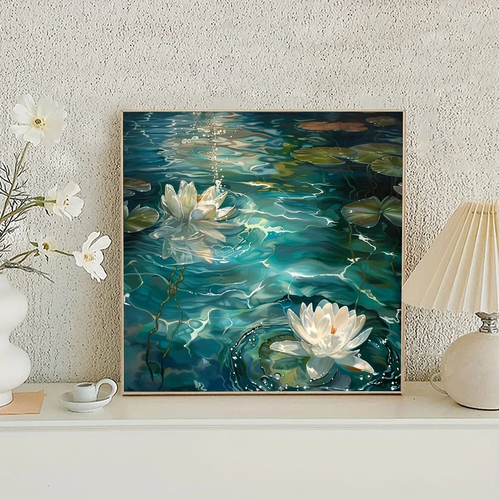 

500/1024PCS Paper Jigsaw Puzzle Sparkling Water Surface and Lotus Flowers DIY Assembly Modern Home Decoration Gift To Friends