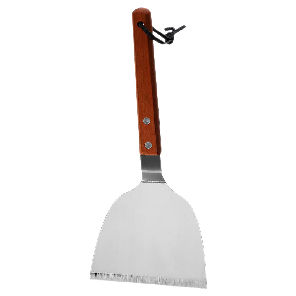 

Wood Handle Spatula Stainless Steel Cooking Utensil Kitchen Tool Heat Resistant Easy Clean Home Hotel Restaurant Baking Pastry