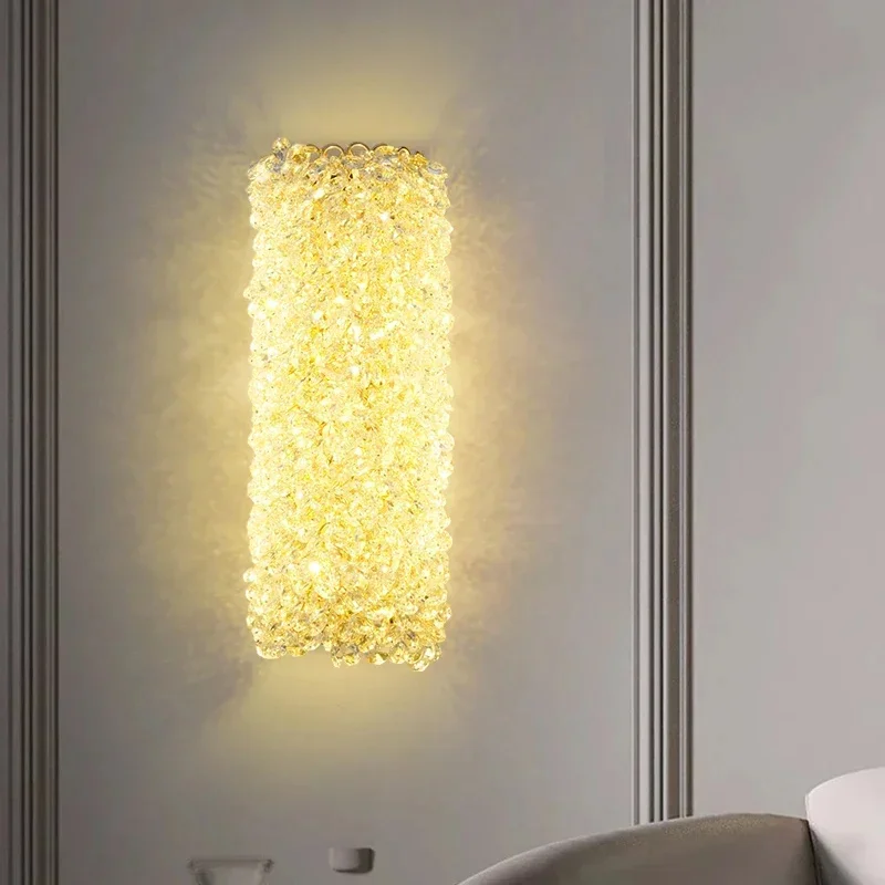 ما بعد الحداثة الفاخرة الكريستال الجدار مصباح غرفة المعيشة زخرفة خلفية الحديثة الحد الأدنى غرفة نوم رئيسية السرير إضاءة داخلية #2