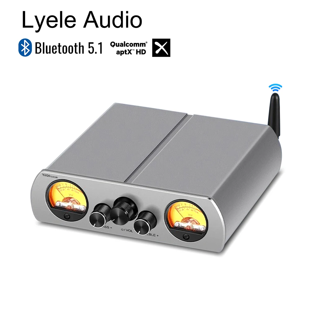 Lyele Audio Amplifier Home Power 200WX2 UV Meter TPA3223/ TPA3221 2.0 Bluetooth Stereo HiFi Amplificador Control Bass Treble