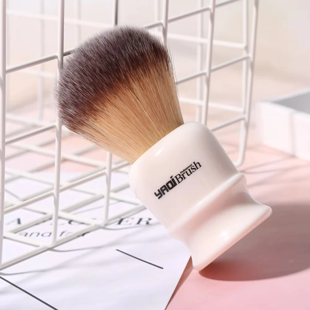 YAQI 22mm مقبض أبيض أصفر عقدة الشعر الاصطناعية الرجال فرشاة الحلاقة الرطبة YAQI فرشاة الحلاقة