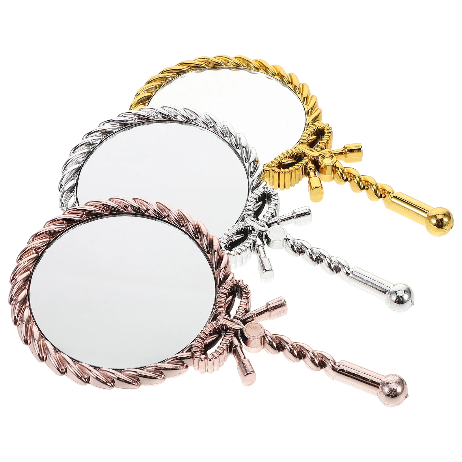 

3Pcs Vintage Makeup Mirror Handheld Decorative Compact Lightweight Vanity Mirror for Travel Women Vintage Handle Mirrors