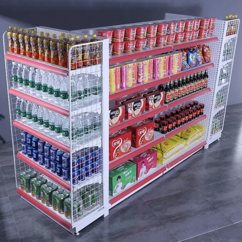 custom.Metallic Supermarket Gondola Shelving Light Duty Double-Sided Retail Rack