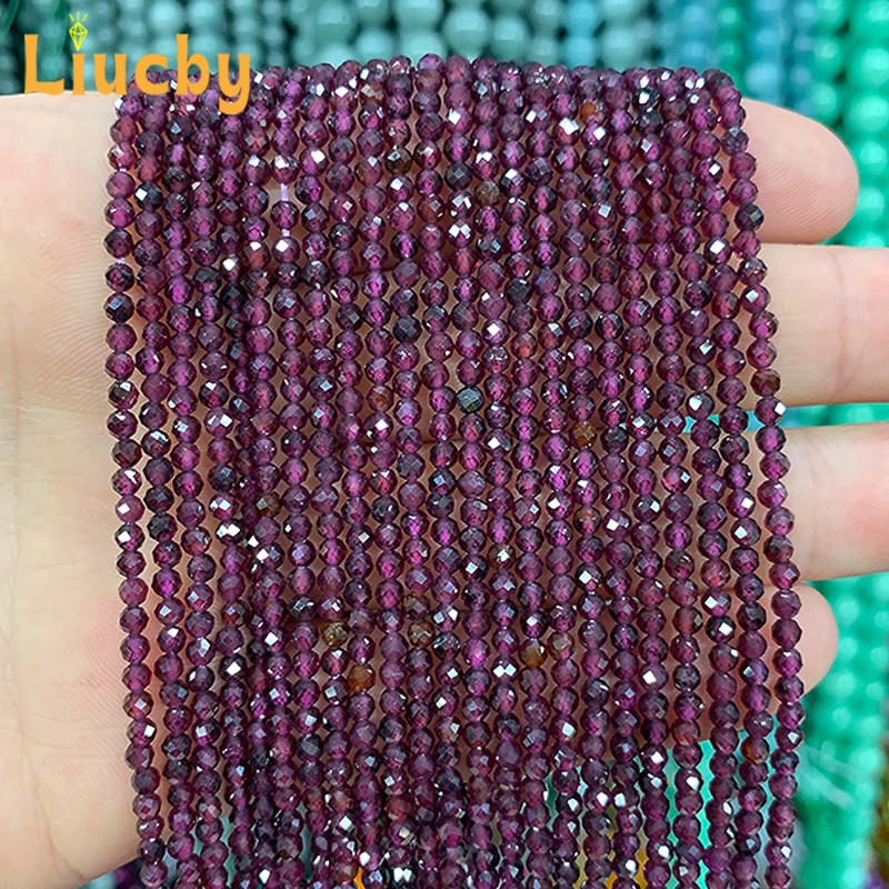 الحجر الطبيعي الأوجه الأحمر الداكن الكوارتز خرز الماس لصنع المجوهرات DIY بها بنفسك شخصية الديكور أساور 15 "بالجملة 2/3 مللي متر