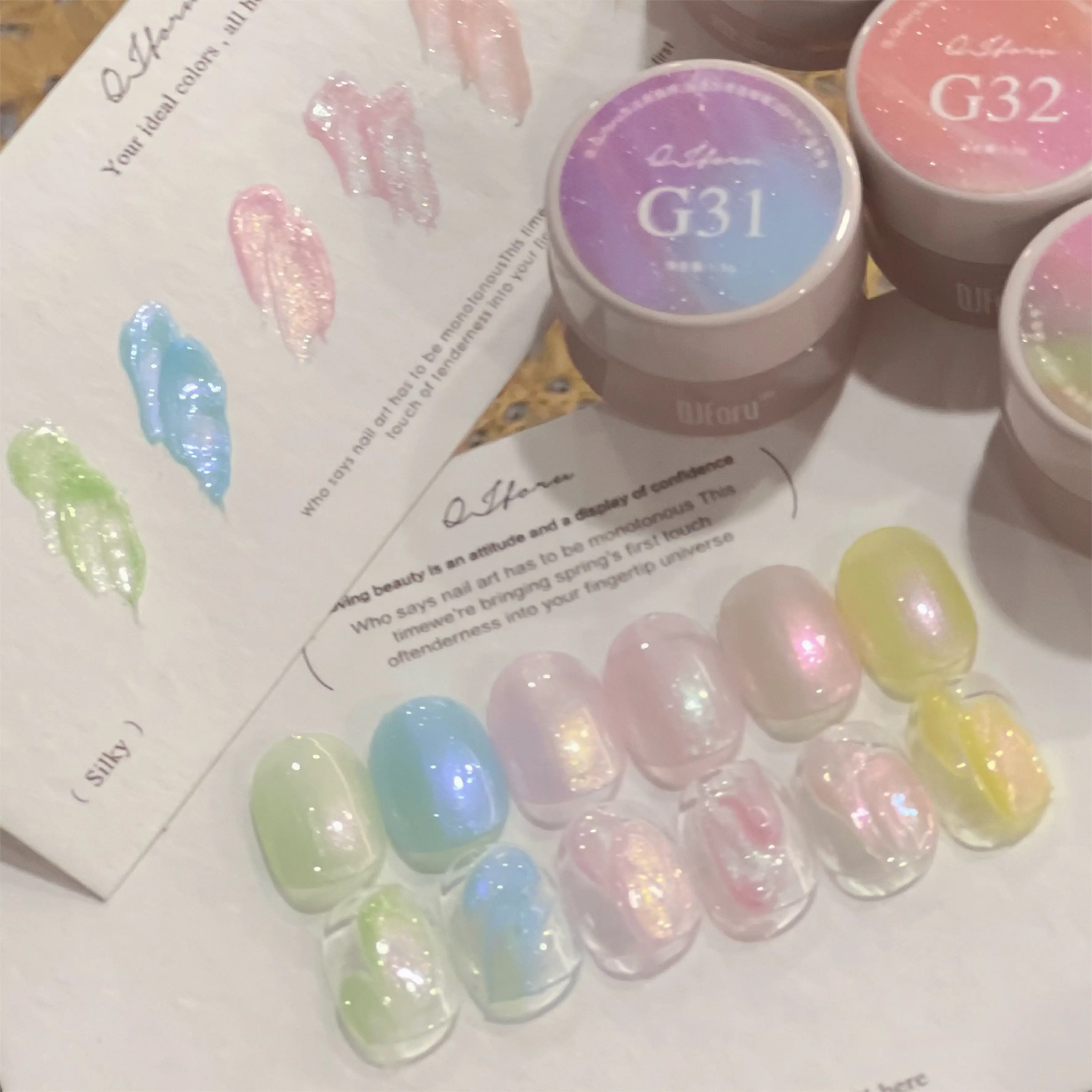 6Colors 1.5g Pearlescent Micro Sculpture Texture Gel Nail Polish UV LED Soak Off Gel Varnish Engraving Texture Gel For Nail Art