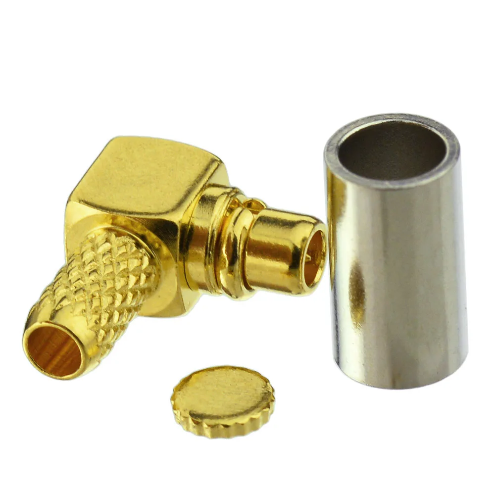 Superbat MMCX Male Crimp Right Angle Gold RF Coaxial Connector for Cable RG174,RG316,LMR100