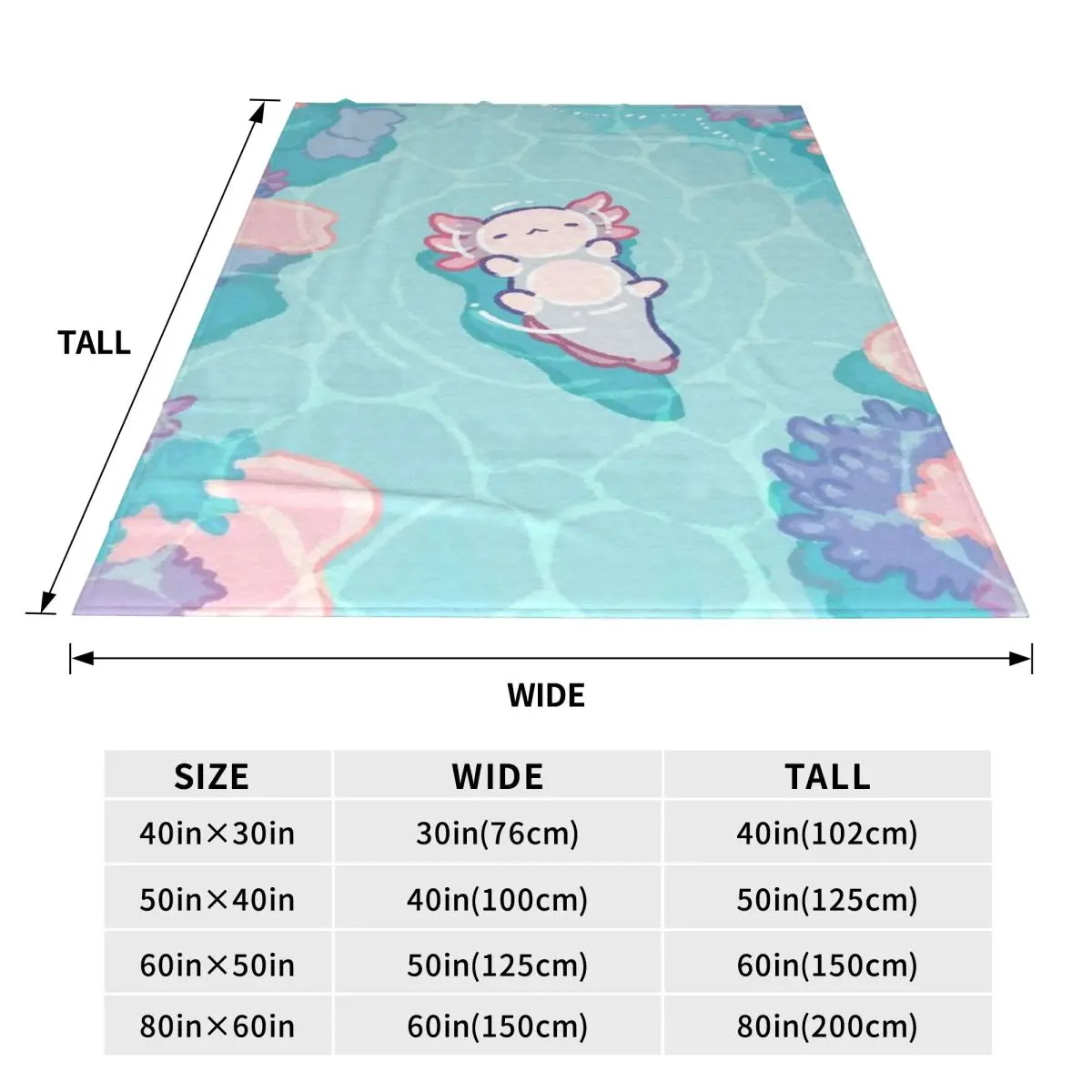 Kawaii Axolotl Mexican Salamander Blankets Fleece Sofa Throw Blanket Portable for Home Bedroom Outdoor Throws Bedspread Quilt