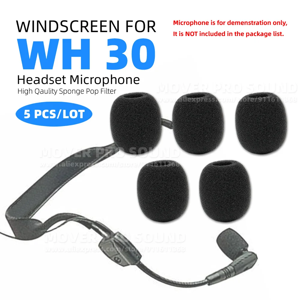 Earset Mic Cover Shield Foam Windscreen For SHURE WH30 WH 30 TQG XLR Headset Microphone Sponge Pop Filter Headworn Windshield