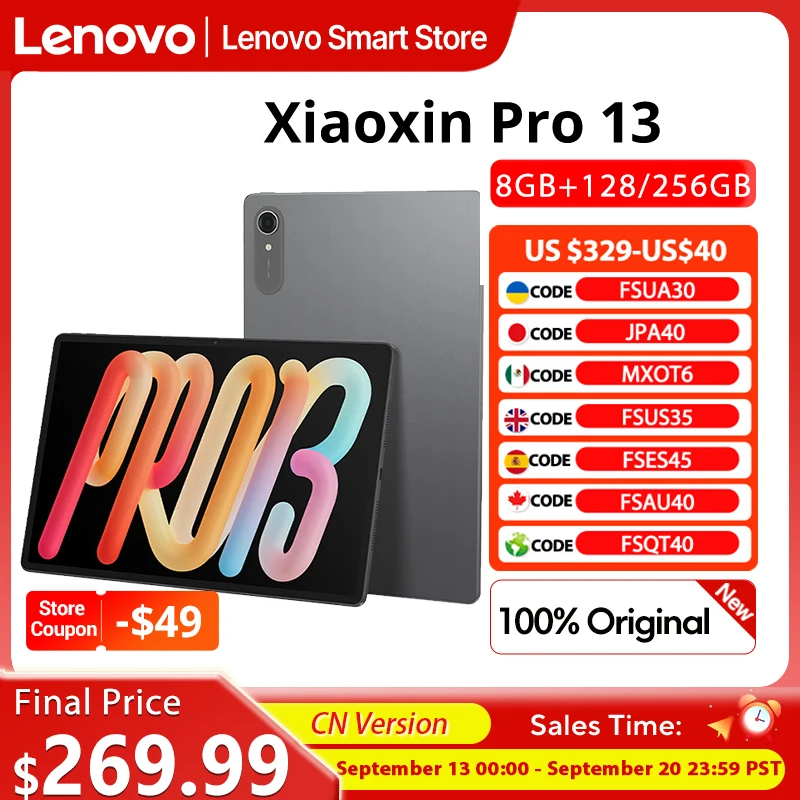 Lenovo Xiaoxin Pro 13 AI Tablet 13'' 3.5K 144Hz Diplay Original CN version 10200mAh  Snapdragon 8s Gen 4 CPU WIFI 7 Pad PC