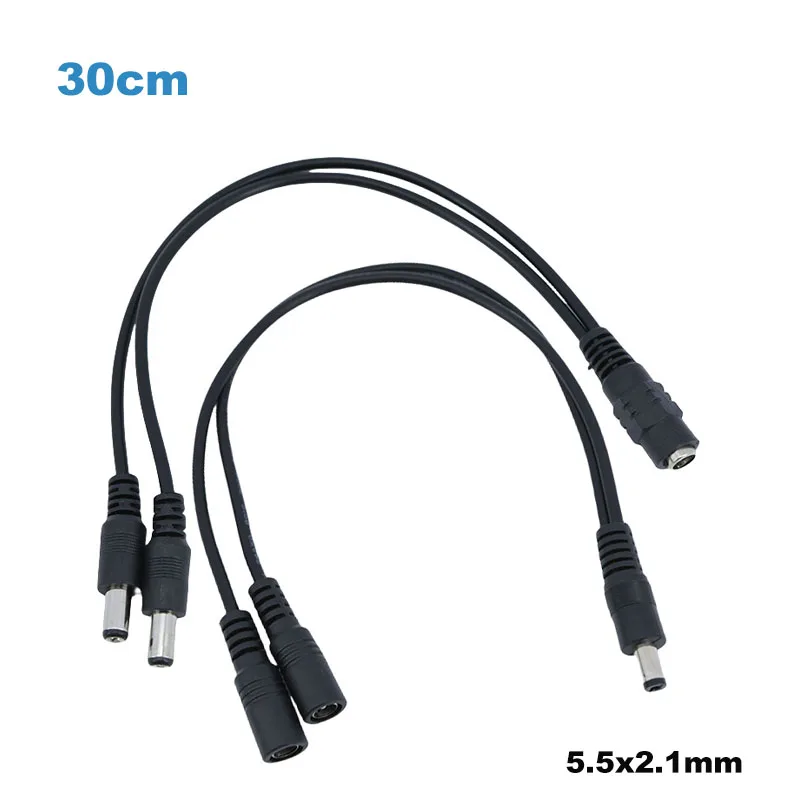 5.5x2.1mm 1 Female to 2 Male female 2 Way Connector DC Plug Power Supply Splitter Cable for CCTV LED Strip Light Adapter J17