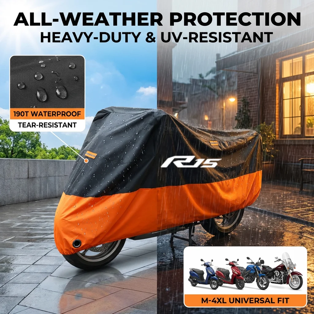 

For YAMAHA YZFR15 YZF-R15 R15 V3 V3.0 Motorcycle Cover Thick 210D Waterproof Outdoor Uv Protective Dust Rain Sunshade All Season