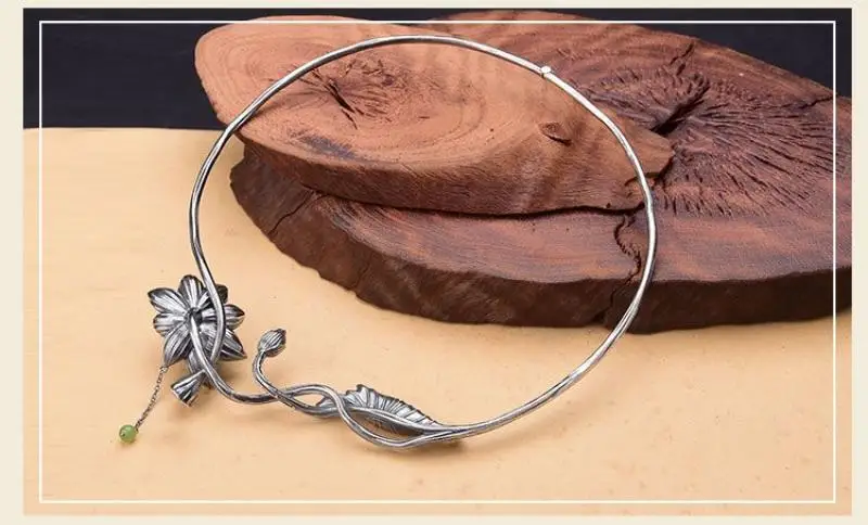 1Pc Chinese Ethnic Style Characteristic Vintage Necklace Fashion All-Match Personalized Tassel Lotus Decorative Exquisite Choker