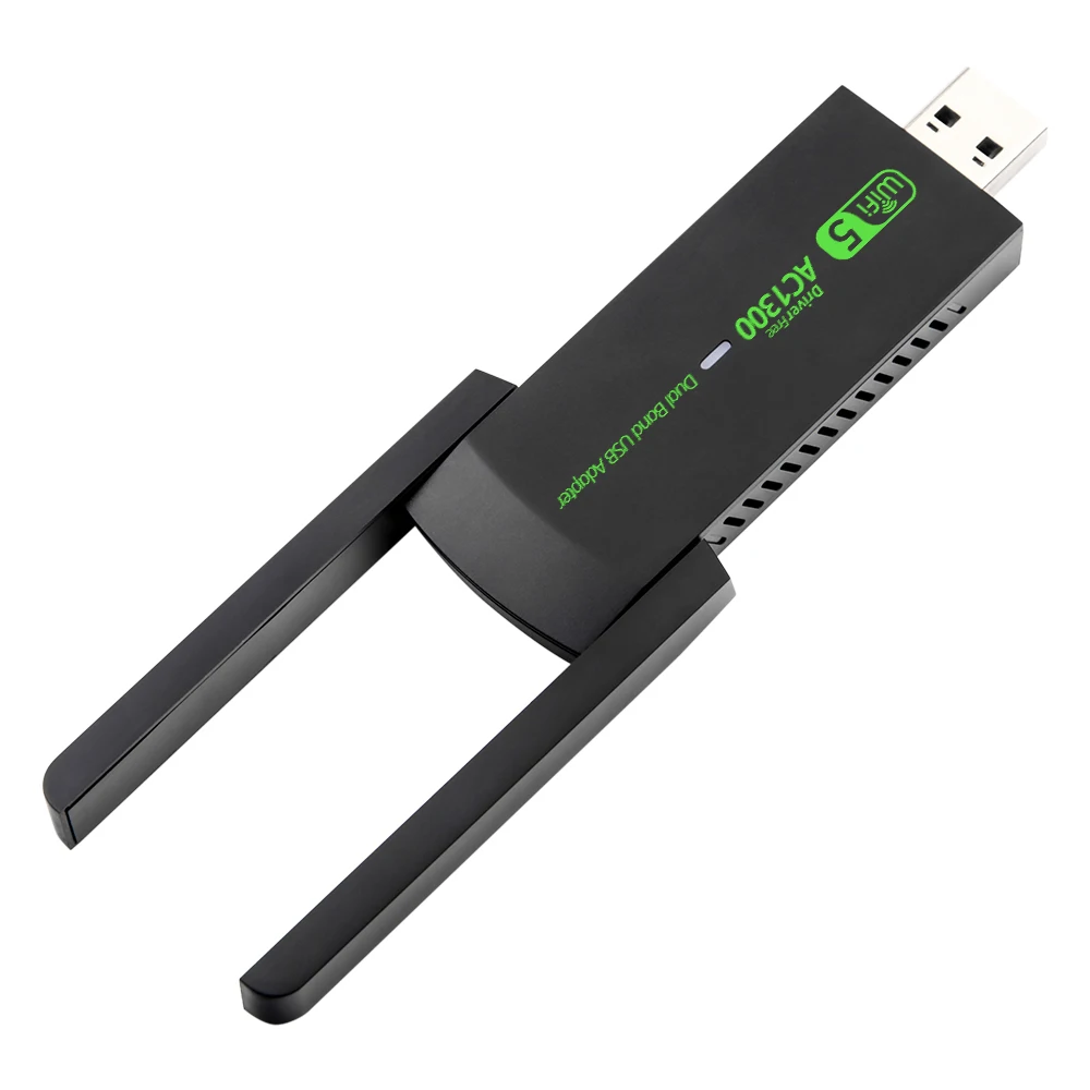 Adaptador USB WiFi para desktop e laptop, placa de rede sem fio, banda dupla, Windows 10 e 11, AC1300Mbps, 2.4GHz, 5.8GHz, Wi-Fi 5