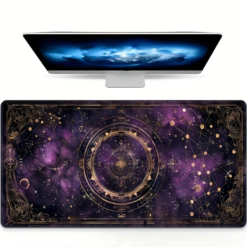 Purple Constellation Mystical Astrology Desk Mat Large Non-Slip Rubber Mouse Pad for Gaming Office Gaming