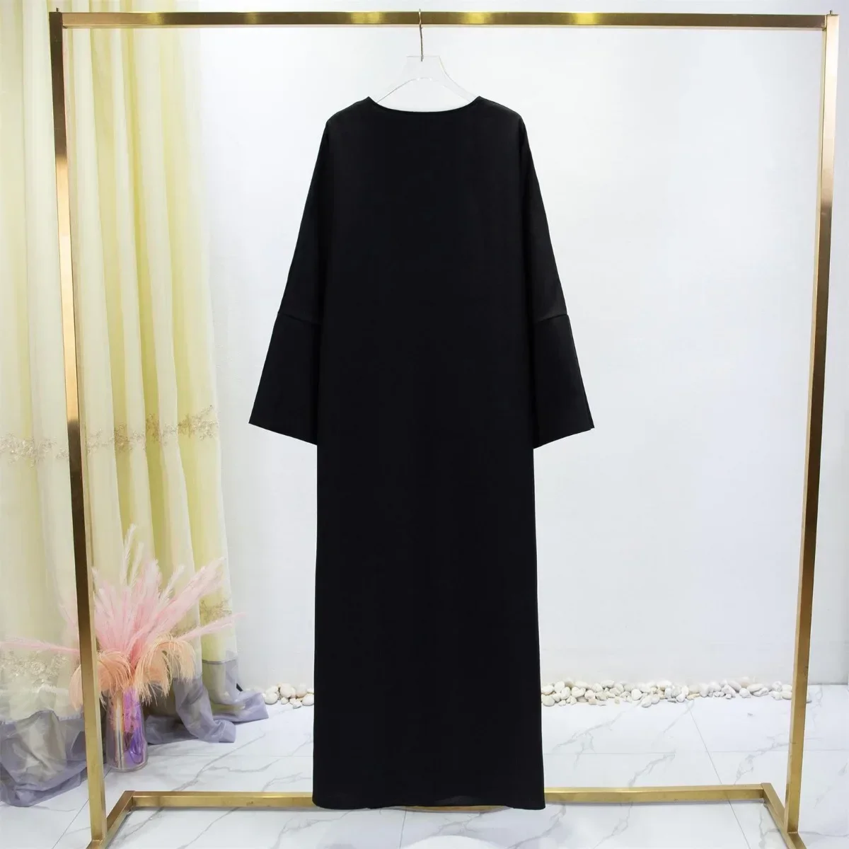 Donne Jilbabs aperto davanti Abaya solido manica lunga Maxi lunghezza vestito abbigliamento donna Cardigan musulmano Abaya Out caftani