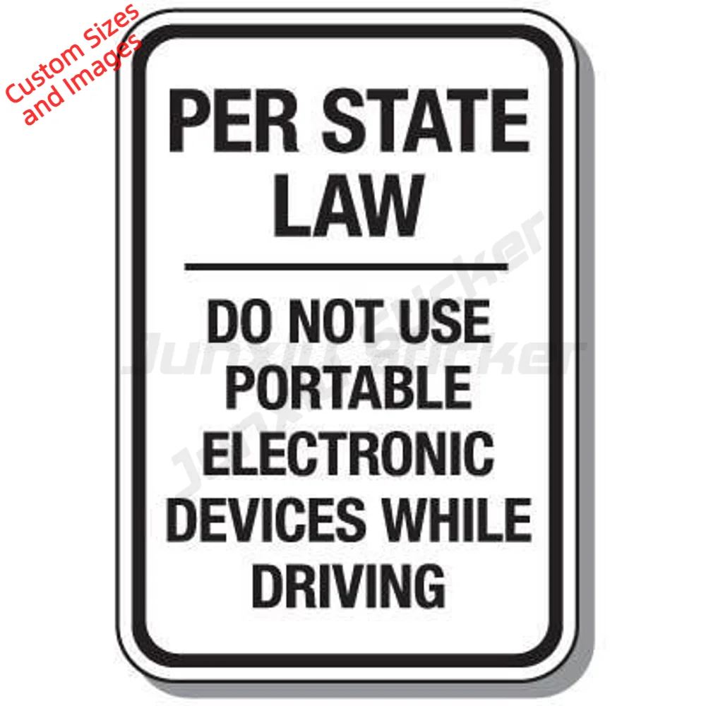 Per State Law Do Not Use Electronic Devices While Driving Vinyl Sticker Waterproof UV Resistant For Front Door Decal Notice