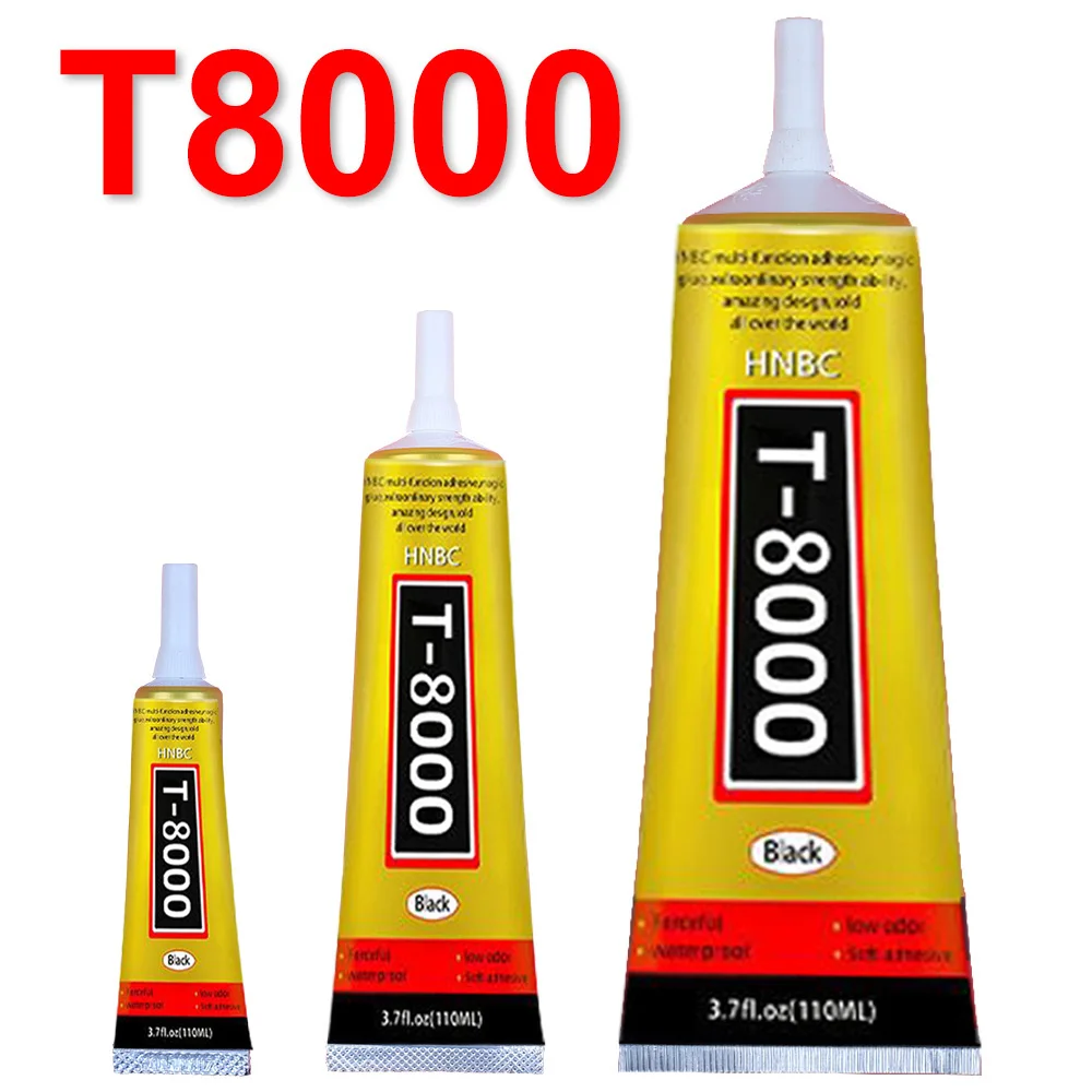 15/50/110ML T8000 กาวล้างซ่อมโทรศัพท์เครื่องประดับหัตถกรรมเส้นใยส่วนประกอบอิเล็กทรอนิกส์กาว T-8000 Sealant