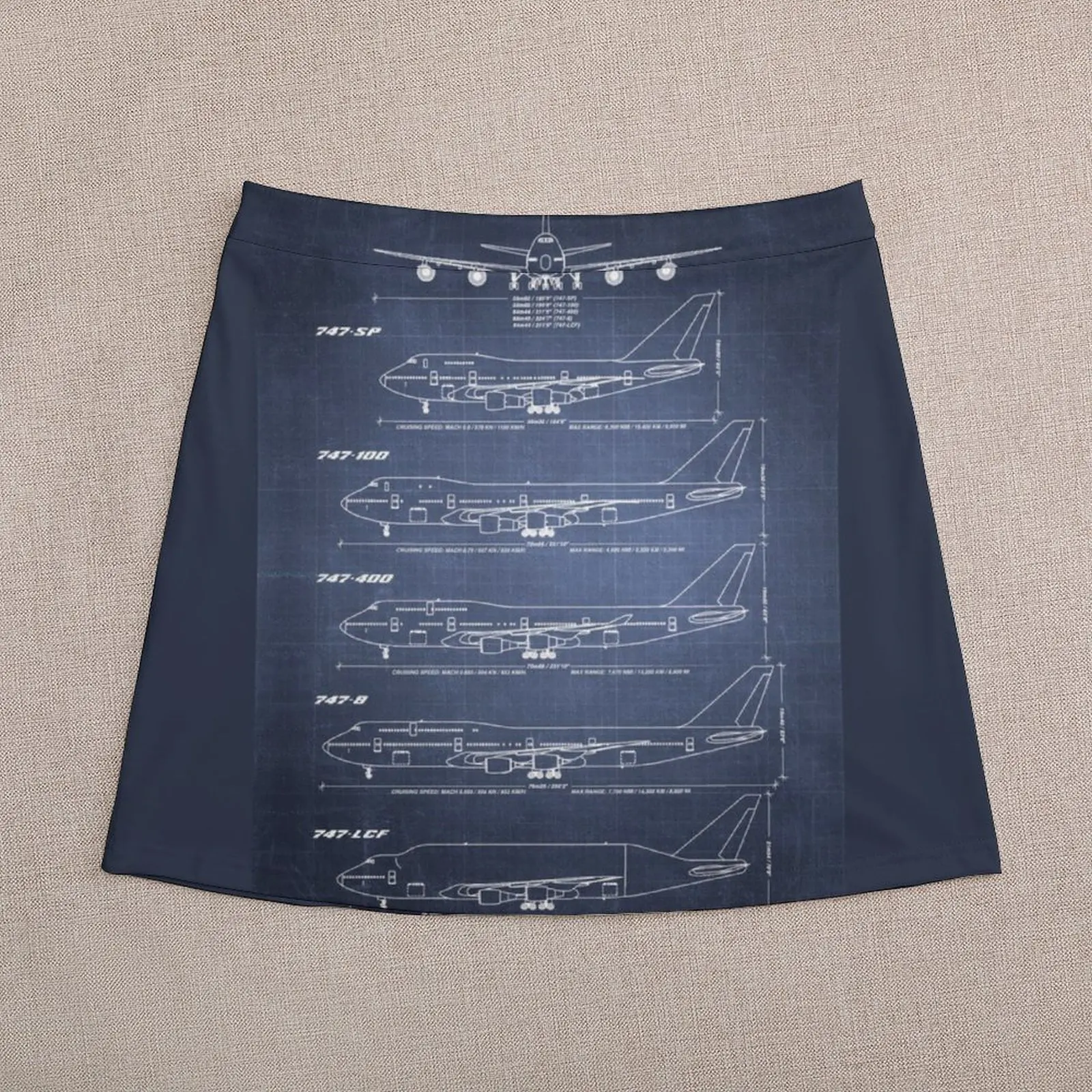 Boeing 747 Family Blueprint (dark blue) Mini Skirt kawaii skirt korean women's clothes outfit korean style