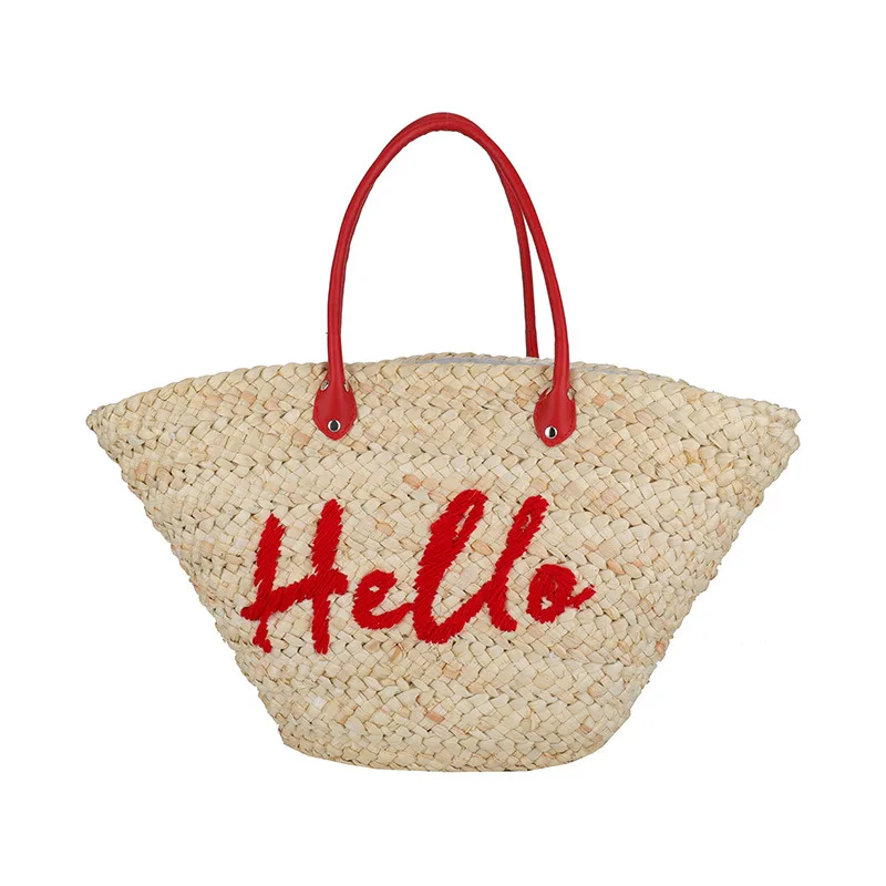 

New Arrival Handwoven Straw Beach Bag Large Capacity Shoulder Tote Basket for Vacation/Shopping/Seaside