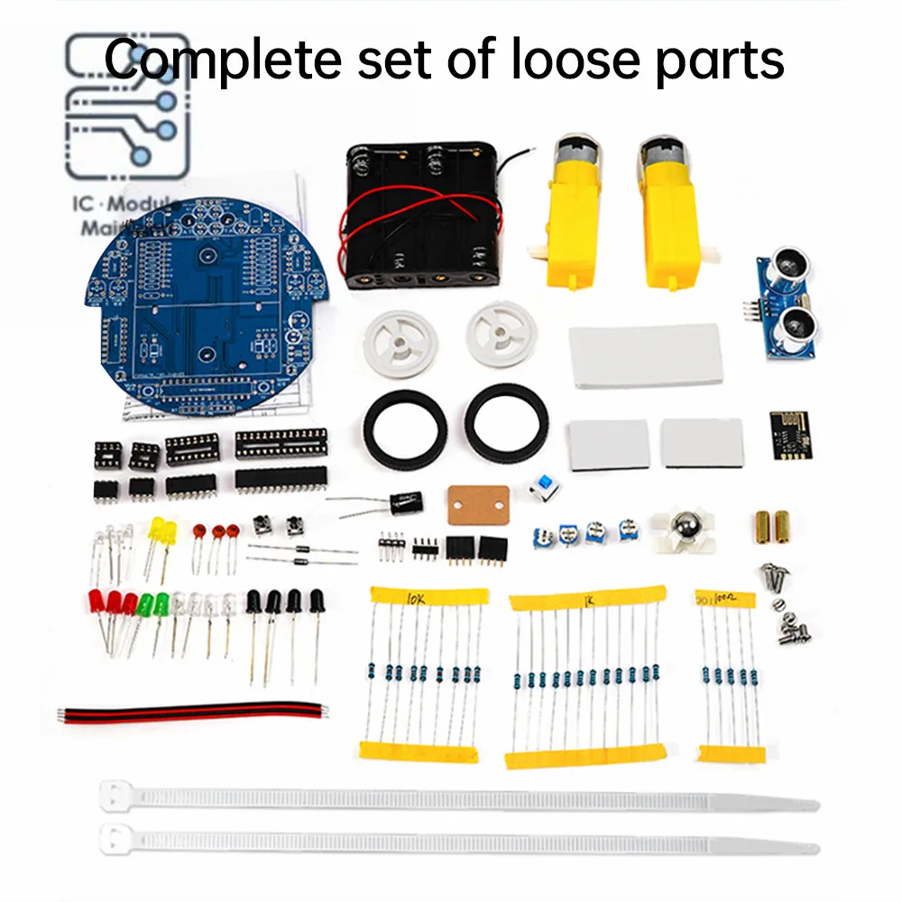 Ultrasonic Obstacle Avoidance Graphic Programming Robot 51 Microcontroller Tracking Intelligent Cart DIY Kit Loose Parts