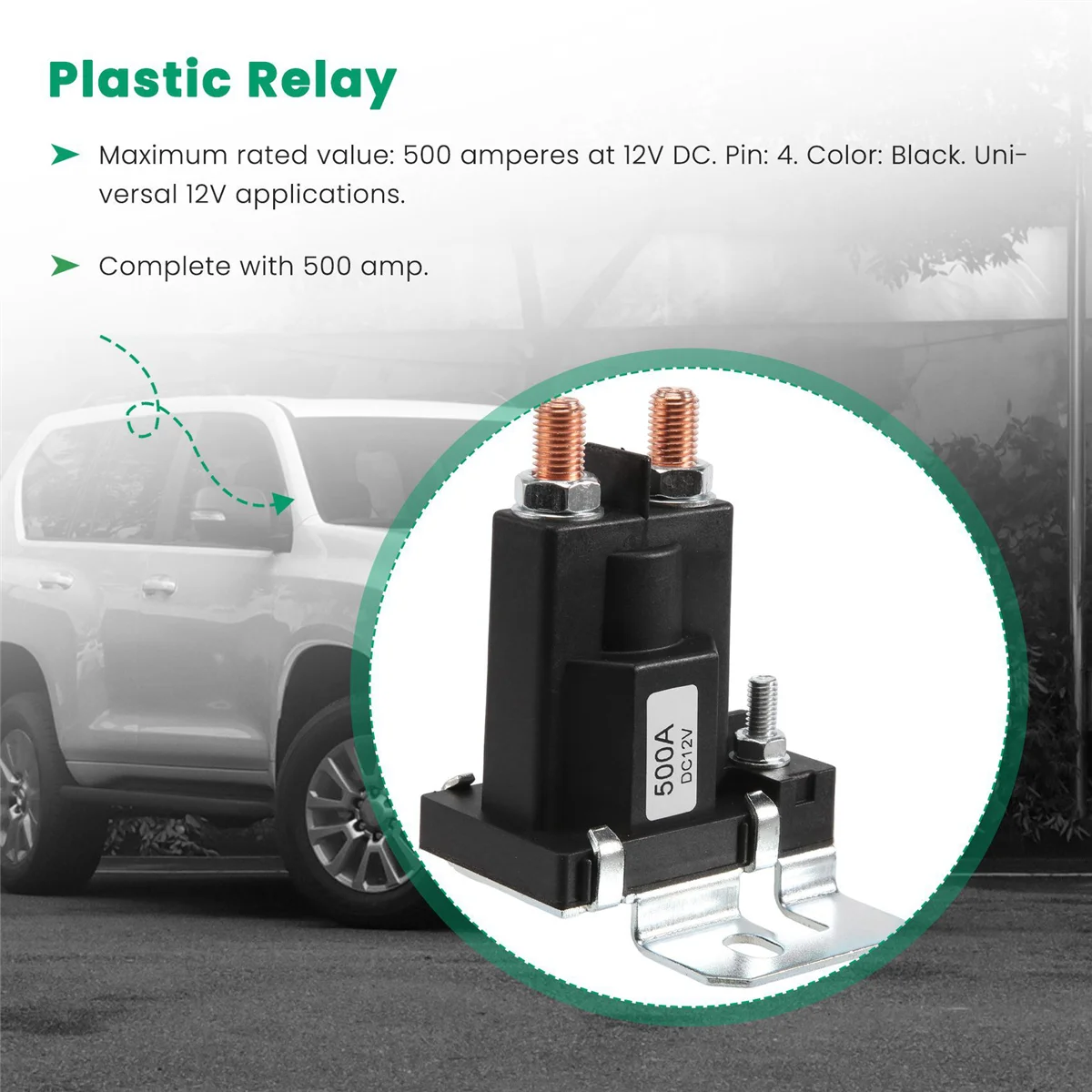 รีเลย์แบตเตอรี่เริ่มเปิด/ปิด4ขา500A 12V สำหรับสวิตช์ไฟฟ้าในรถยนต์