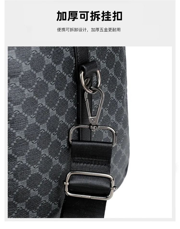 Große Herren-Tragetaschen, modische Handtaschen mit Karomuster und Henkeln, Herren-Umhängetaschen, wasserdichte Reisetaschen, Herren-Gepäcktaschen. – Detail 11