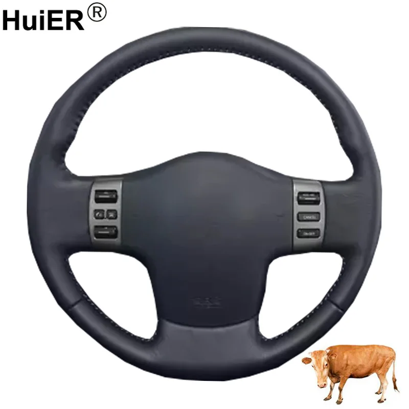 Cow True Leather Hand Sewing Car Steering Wheel Cover For Nissan Armada 2004-2015 Cowhide Protector Wrap Protector Case