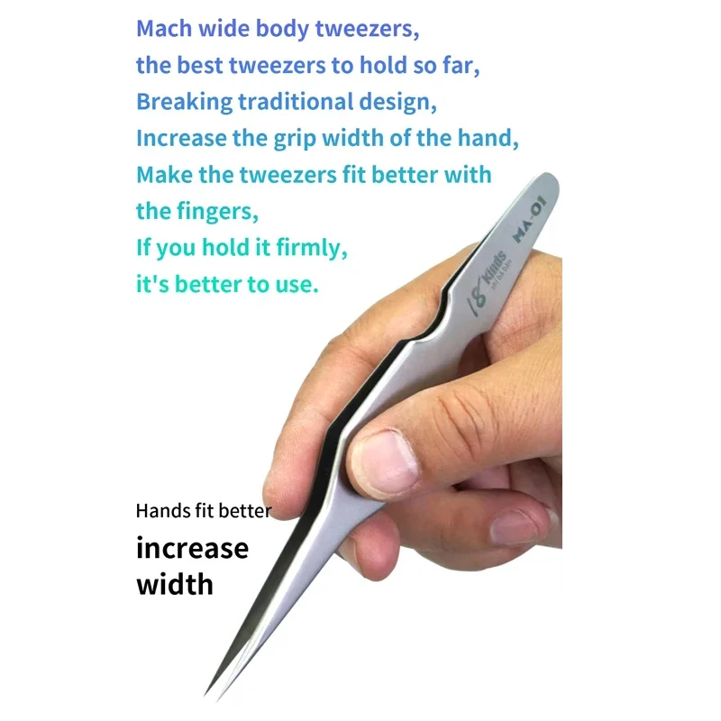 MA-01 Wide Precision Alloy Steel Tweezer Ultra-fine Straight Forceps Electronics Soldering Mobile Phone Hand Repair Tools