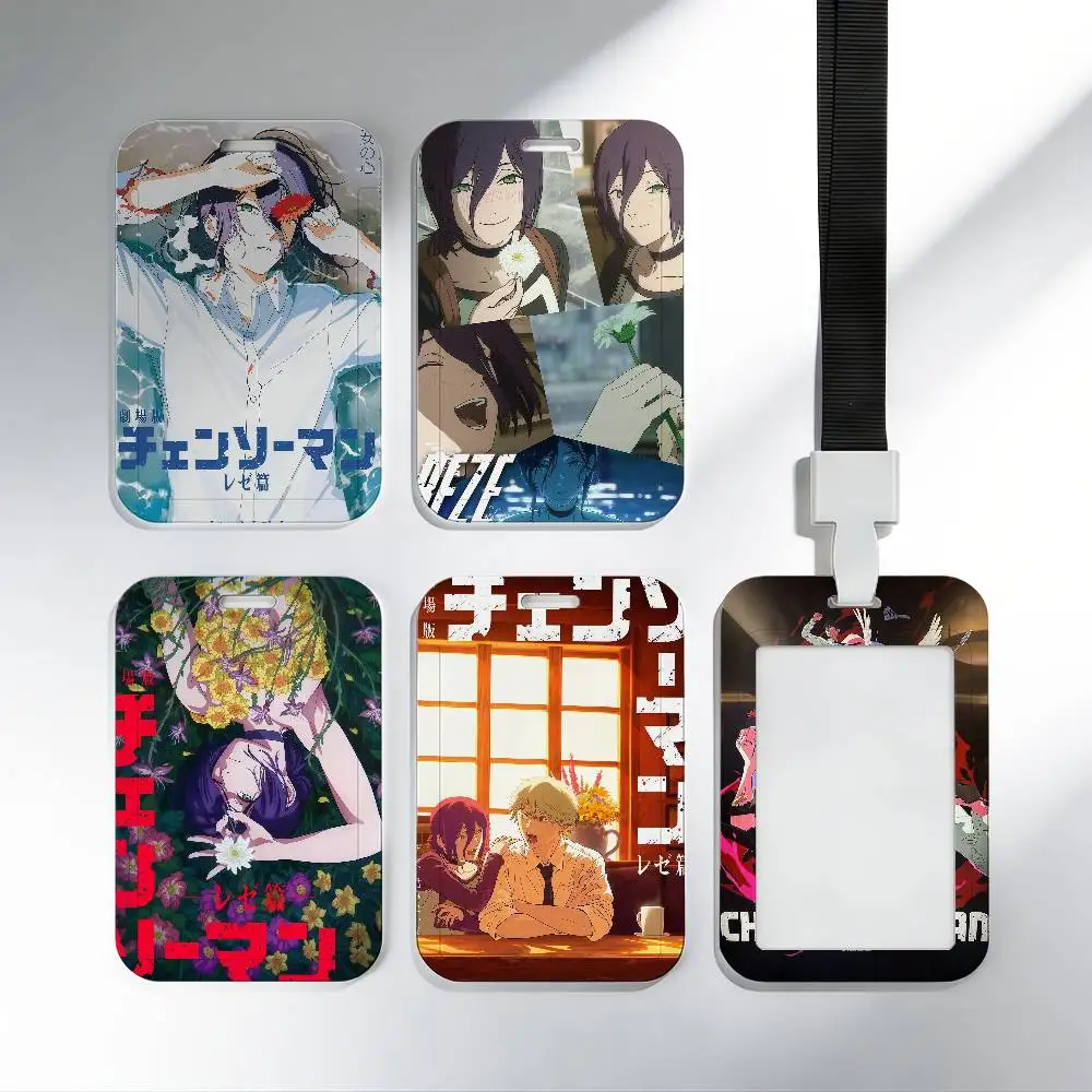 M-Man R-Reze Arc Reze C-Chainsaw Schwarzes Nylon-Lanyard-Kartenhalter-Set zur Verlustvermeidung