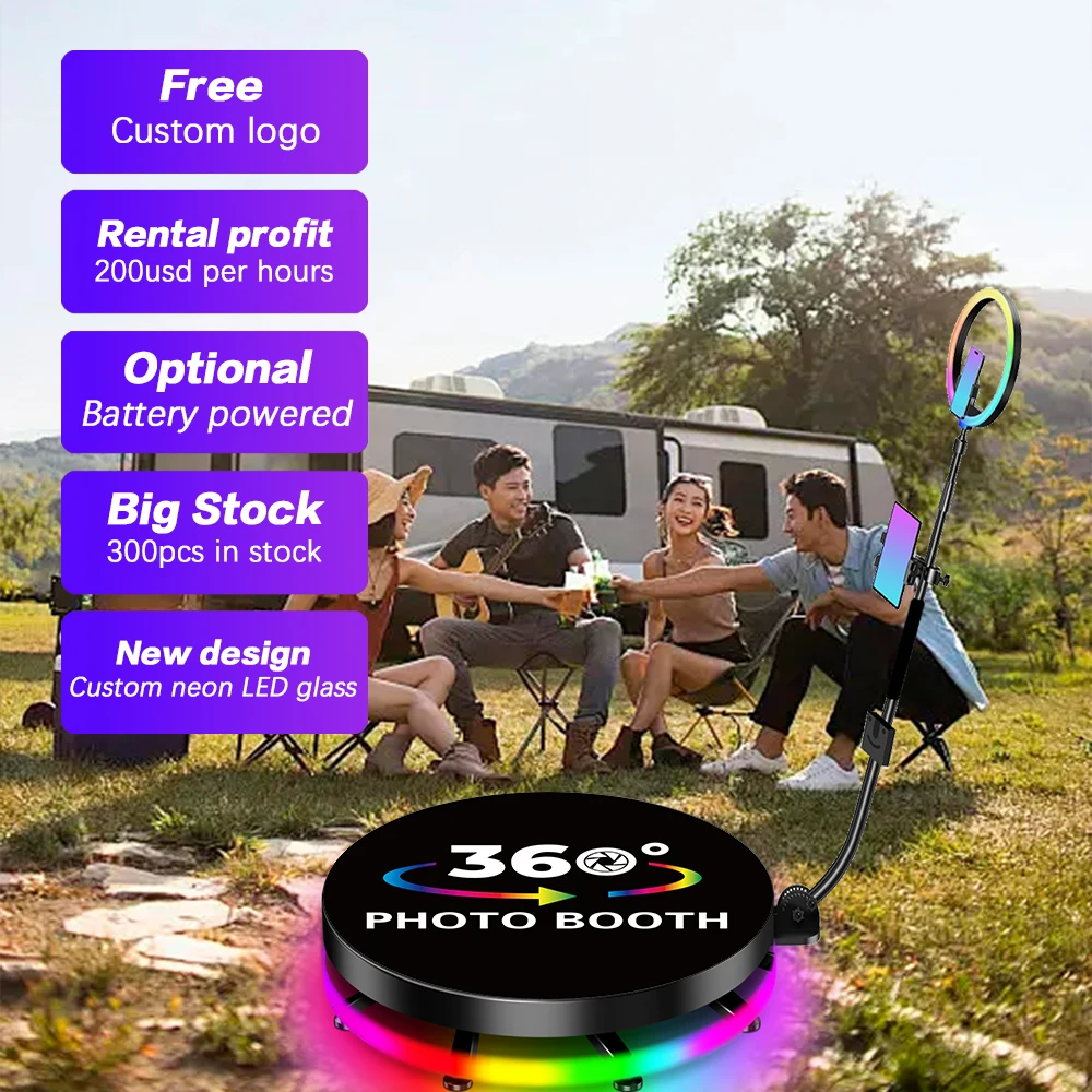 

360 Photo Booth Equipment US EU Warehouse 360 Degree Photo Booth With Flight Case Packing For Weddings Parties Corporate Events