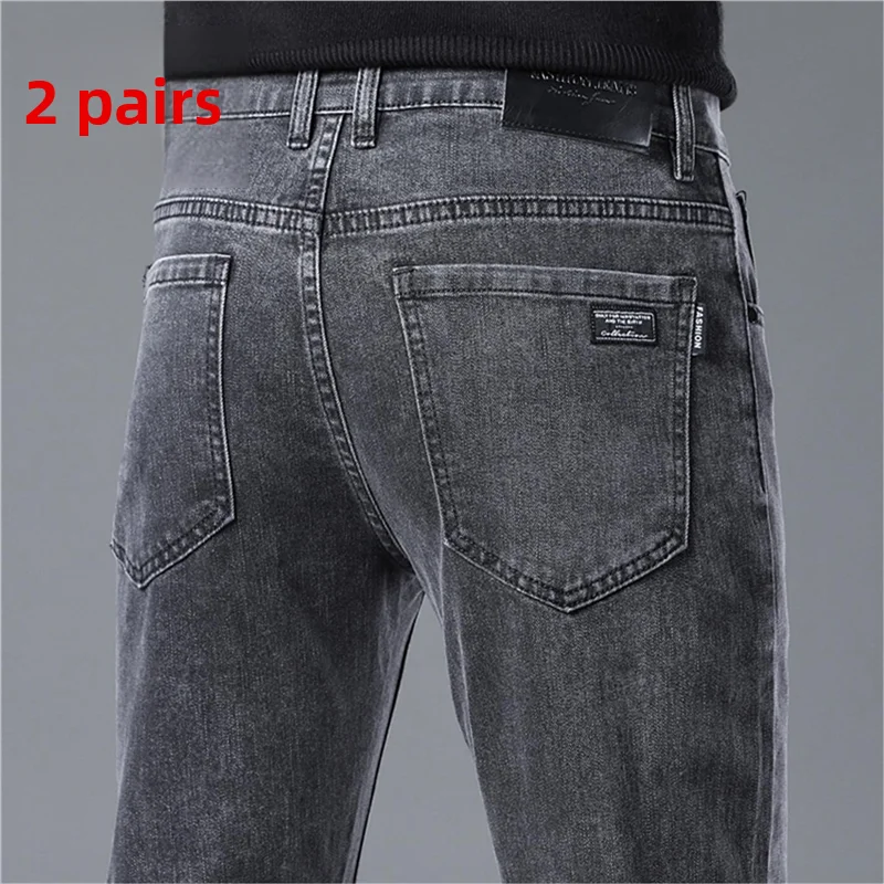 

Мужские облегающие прямые джинсы, весна-осень, новые эластичные износостойкие повседневные хлопковые джинсовые джинсы со средней талией на молнии