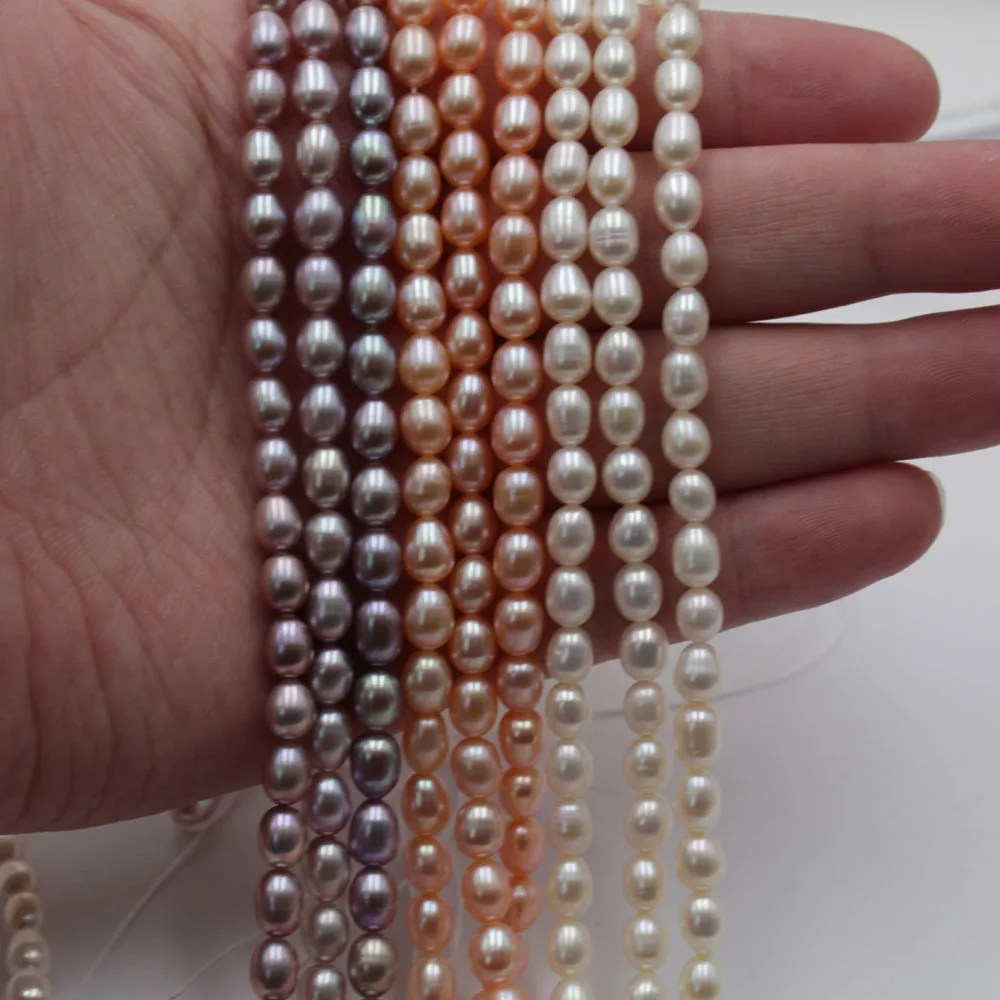 5-6mm Flawless High Gloss Rice Beads Natural Freshwater Pearl Loose Beads for Jewelry Making DIY Necklace Bracelet Accessories