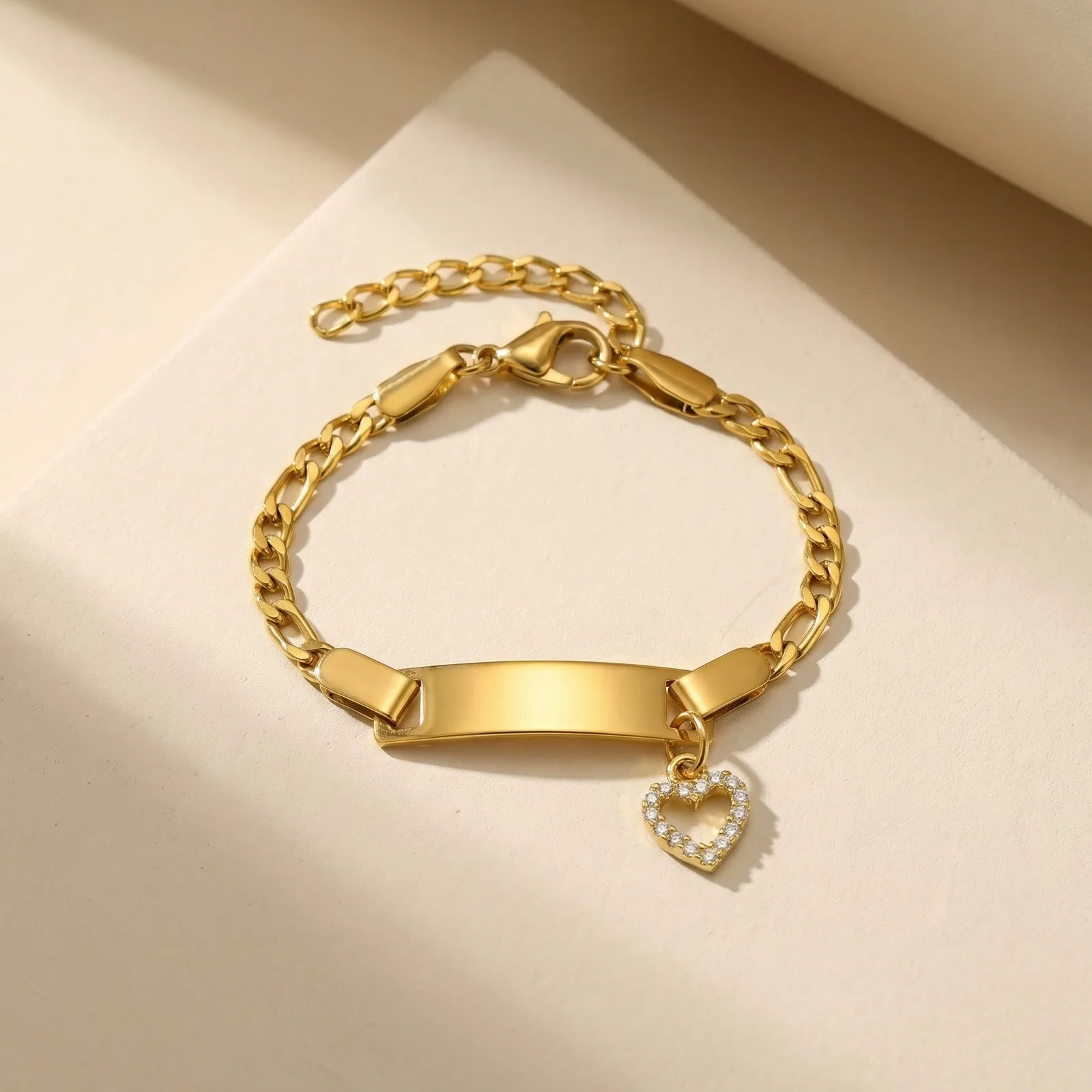 Dainty Heart Shape Zircon Pendant Customized Bracelet for Women Baby, Braided & Chain Bracelets, Customized Name Jewelry Gift