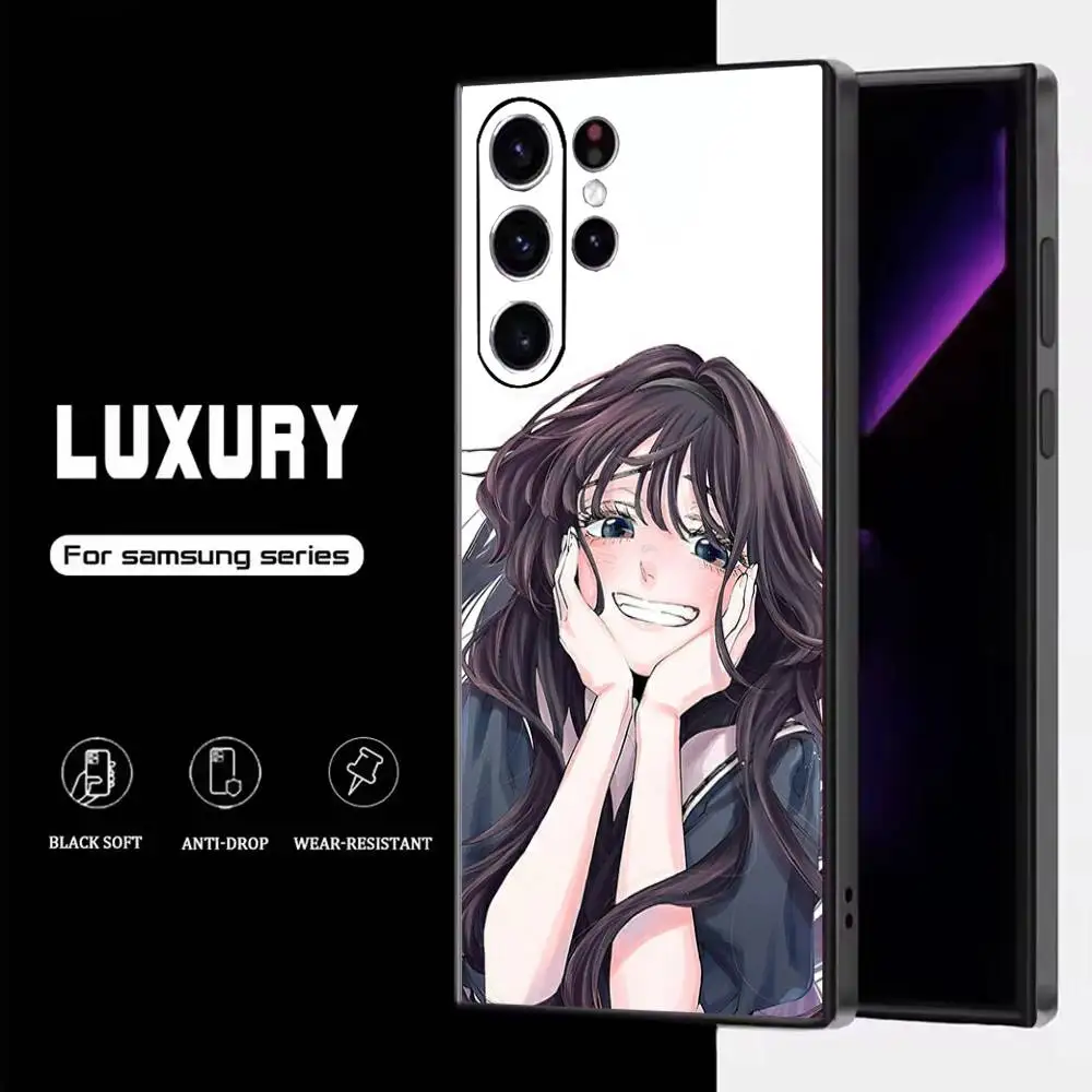 حافظة هاتف K-Kaoru Hana Wa Rin To Saku لهاتف سامسونج S25، S24، S23، S22، S21، S20، S10، Ultra، Plus، Lite، FE، غطاء أسود من السيليكون الناعم