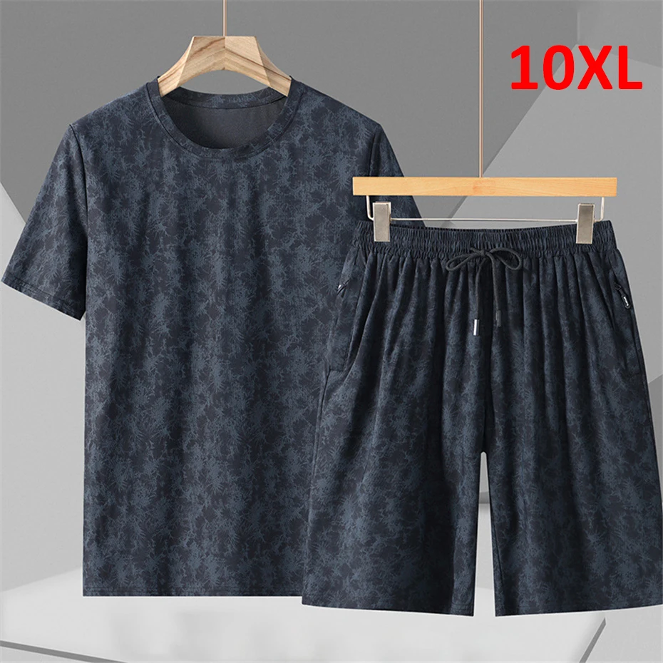 Men\'s Sets Summer T-shirt Short Suits Plus Size 10XL Fashion Casual Summer Tops Tees Shorts Male Big Size Sets Cool