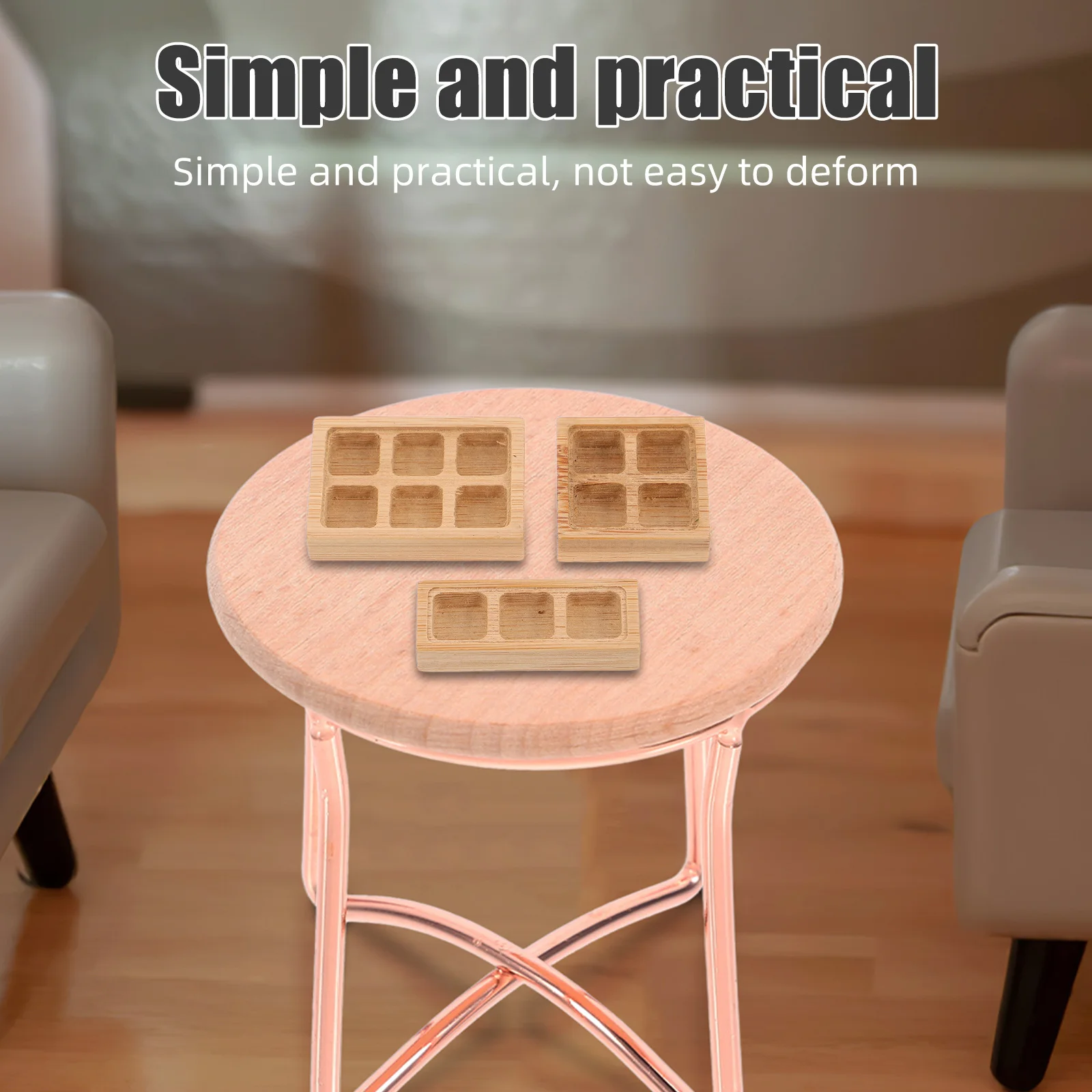 

3pcs Bamboo Dessert Tray Mini Wood Platter For Dollhouse Kitchen Display Tiny Serving Plate Party Supplies Craft Decor