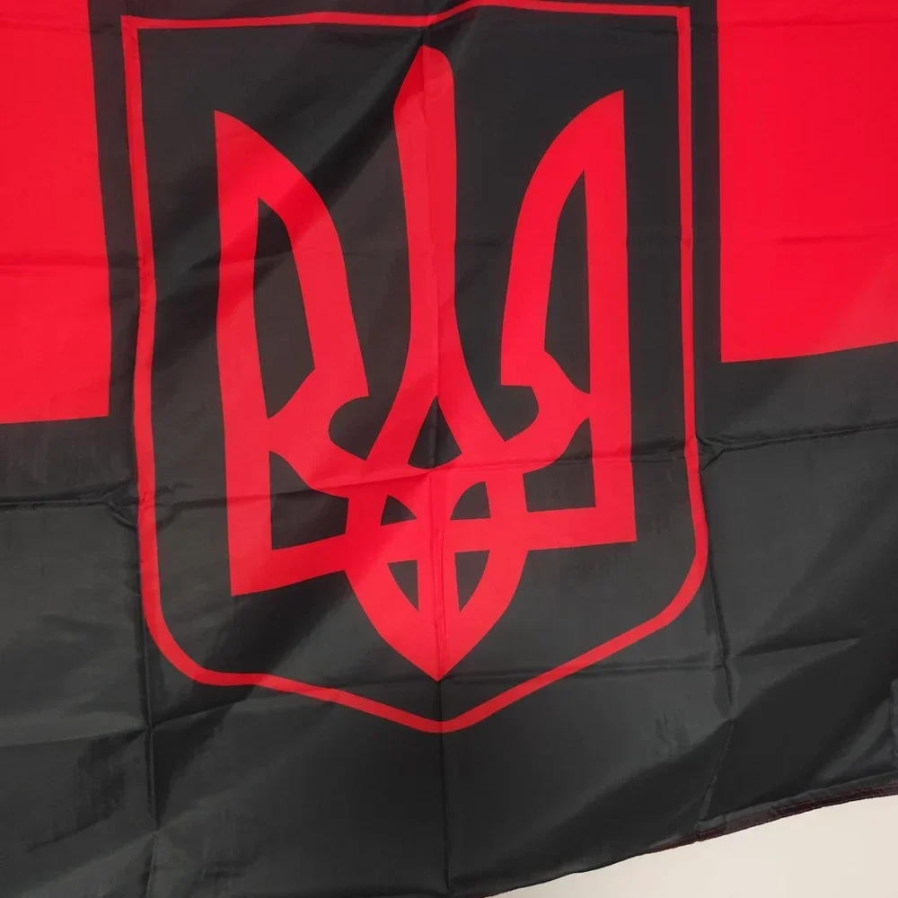 Ukraine National Flag Polyester Black Red Ukrainian Flag 90X150cm Hanging For Decoration